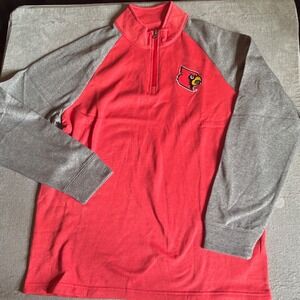 Louisville Cardinals‎ Pullover Quarter Zip Red Gray Long Sleeve Large